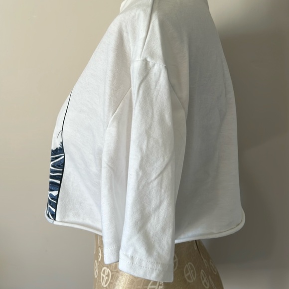 EUC Shein “No Time To Waste Wave” Graphic Drop Shoulder Crop Tee - Picture 3 of 4